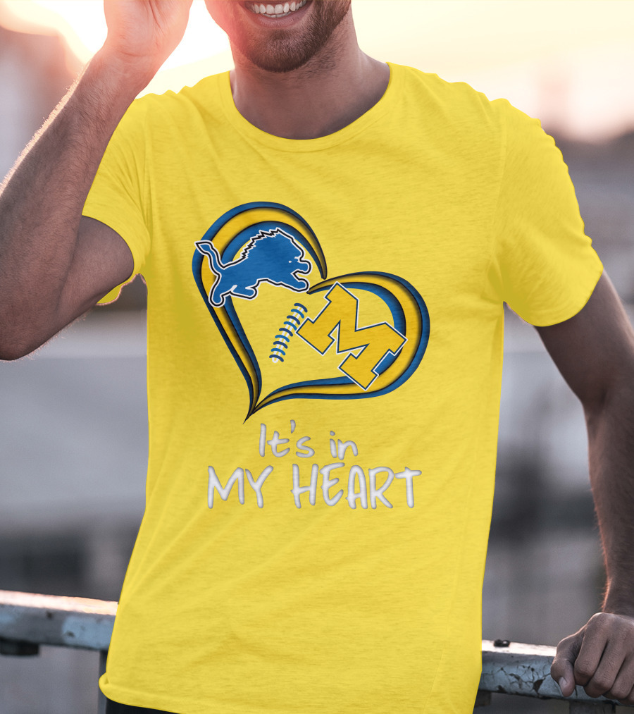 Lions Michigan M Heart It's In My Heart T-Shirt