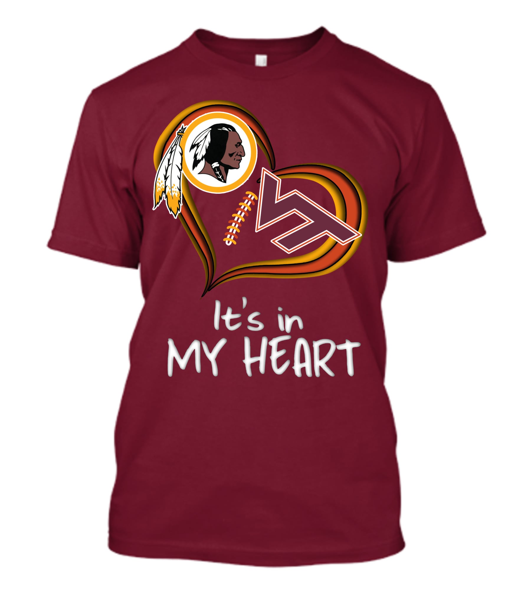 Washington Redskins Virginia Tech Hokies It's In My Heart T-Shirt