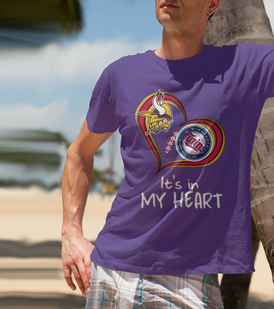 Minnesota Vikings Twins Baseball Club It's In My Heart T-Shirt