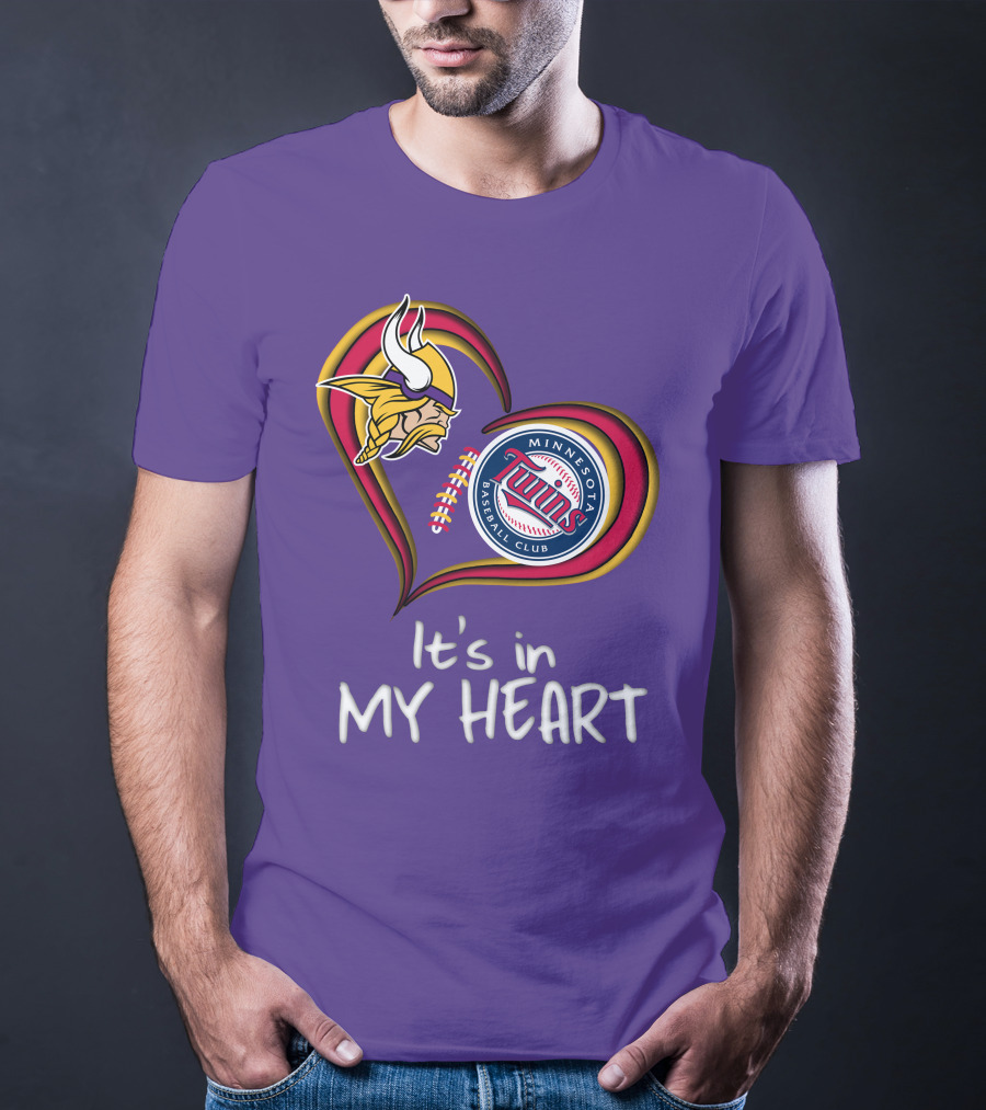 Minnesota Vikings Twins Baseball Club It's In My Heart T-Shirt