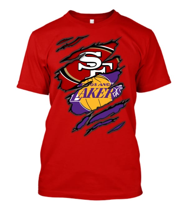 San Francisco 49ers And Los Angeles Lakers Fan T-Shirt