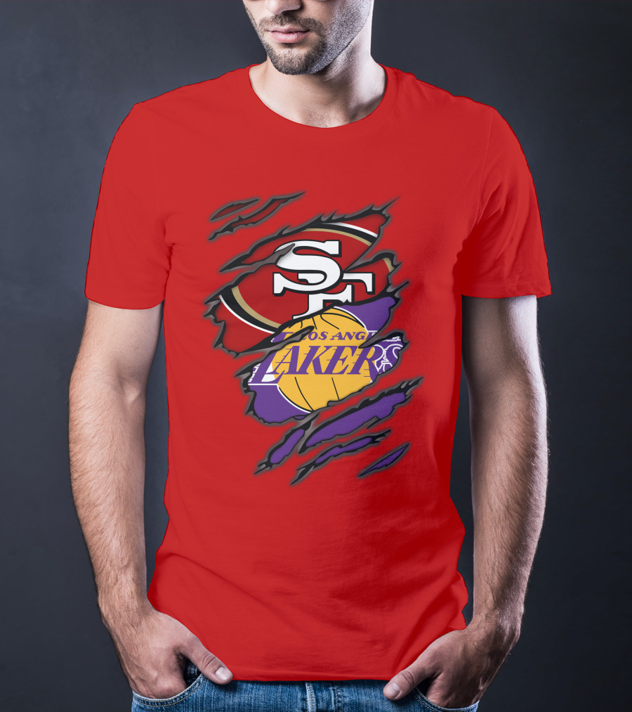 San Francisco 49ers And Los Angeles Lakers Fan T-Shirt