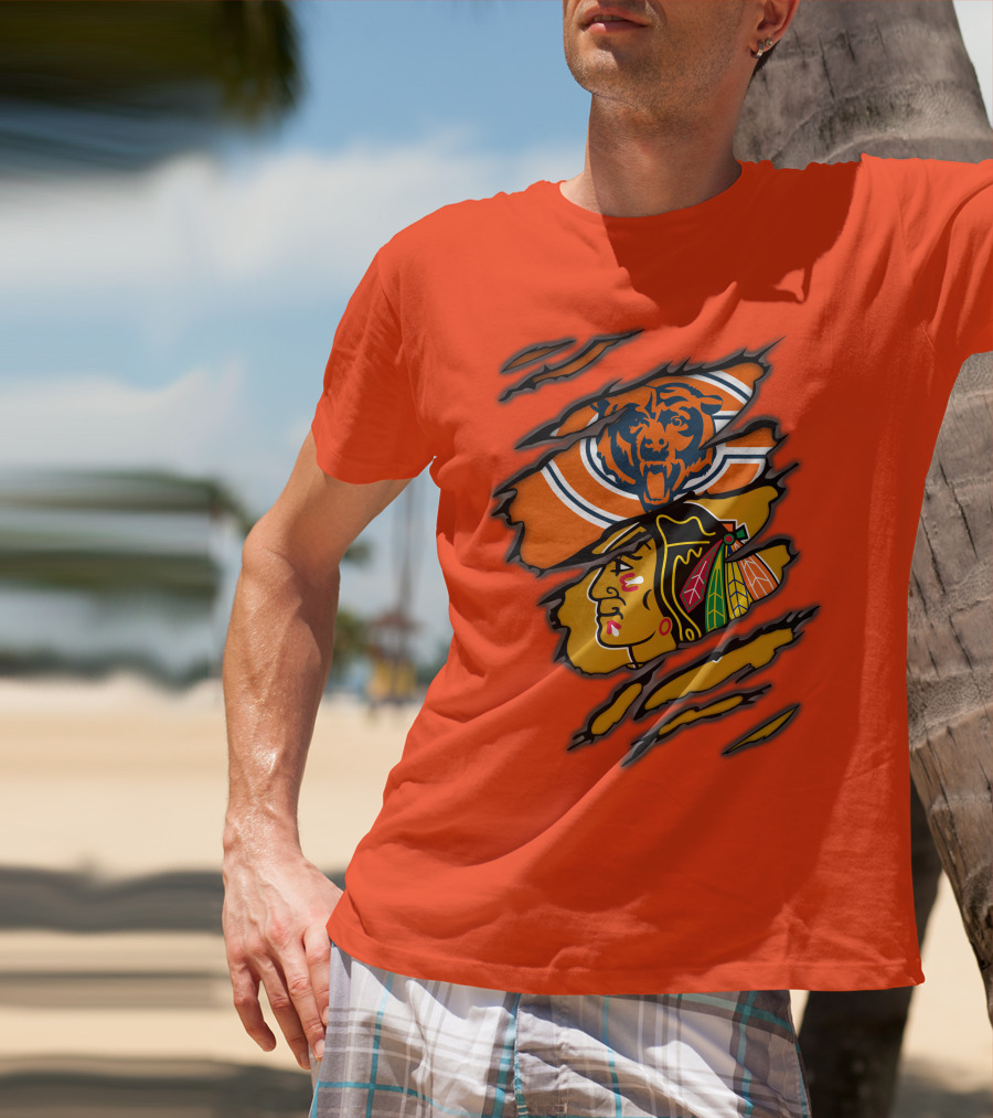 Bears Blackhawks NFL NHL Crossover T-Shirt