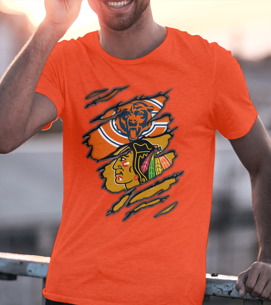 Bears Blackhawks NFL NHL Crossover T-Shirt