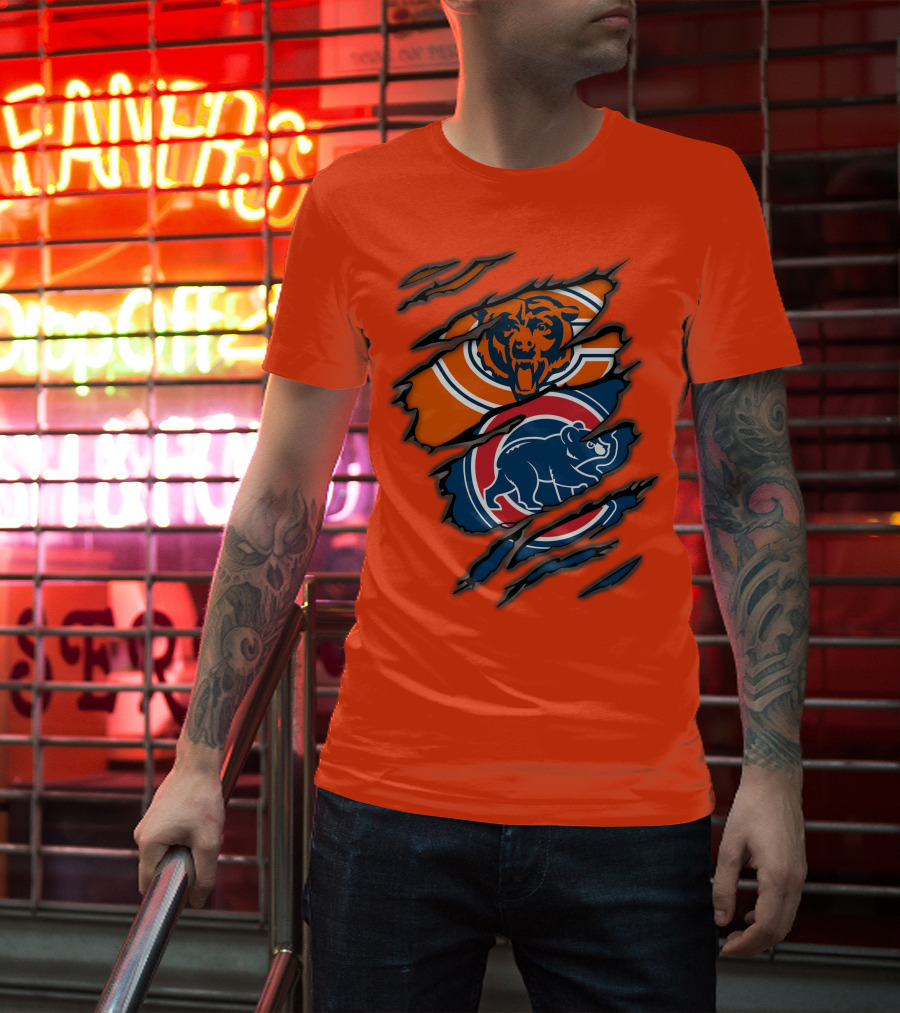 Chicago Bears Cubs Logos Fusion T-Shirt