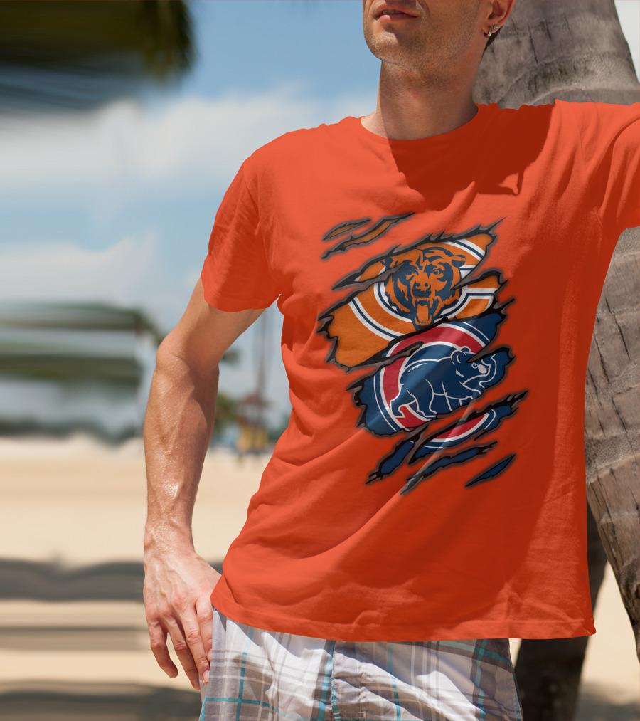Chicago Bears Cubs Logos Fusion T-Shirt
