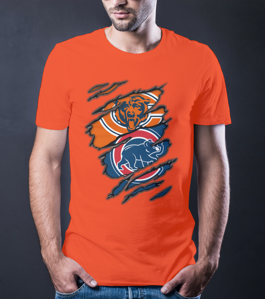 Chicago Bears Cubs Logos Fusion T-Shirt