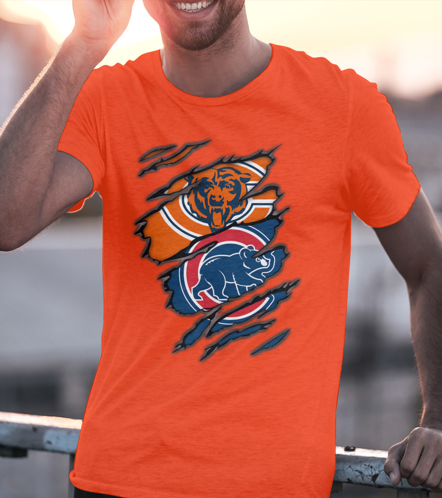 Chicago Bears Cubs Logos Fusion T-Shirt