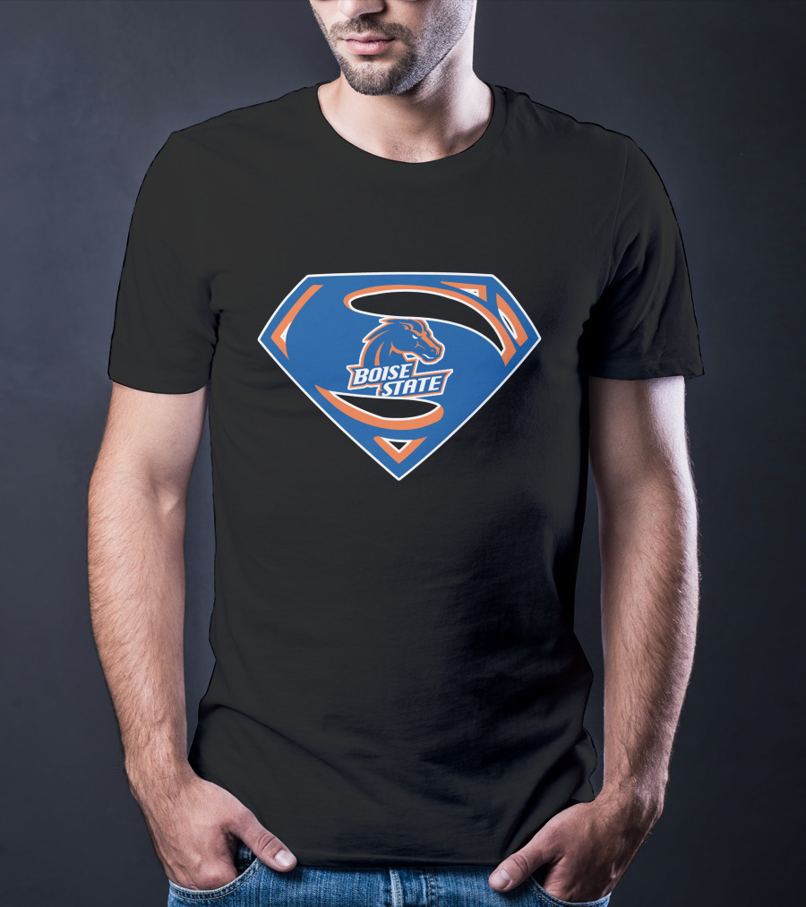 Boise State Superman Boise State Broncos Super Hero Emblem T-Shirt