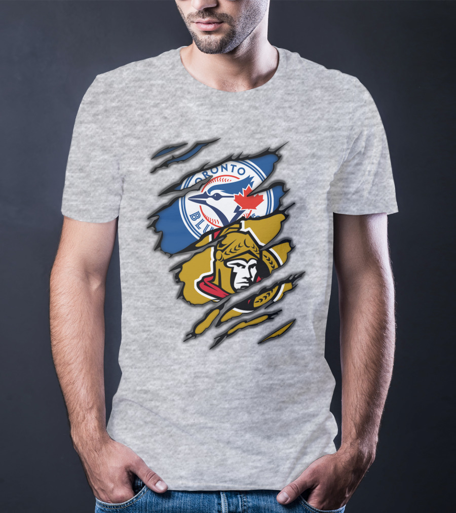 Toronto Blue Jays Ottawa Senators Dual Logo Rip T-Shirt