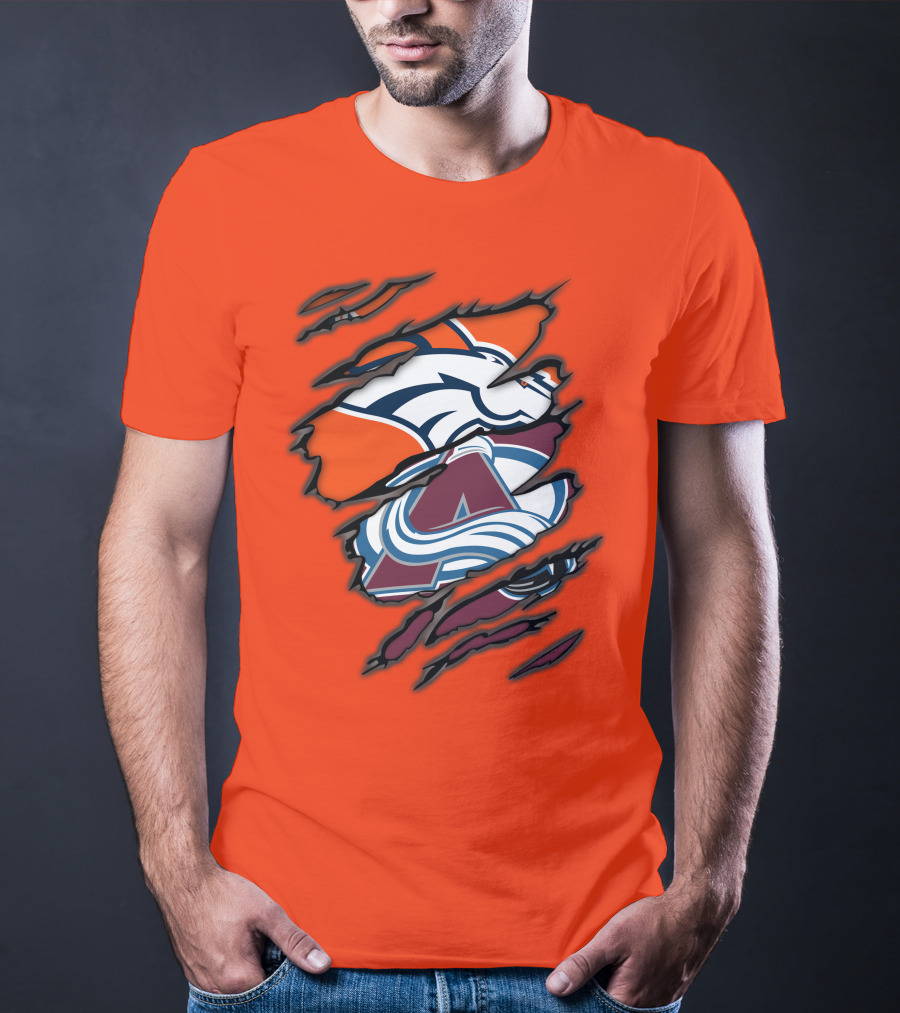 Broncos Avalanche Nfl Nhl Logo Crossover Collaboration T-Shirt
