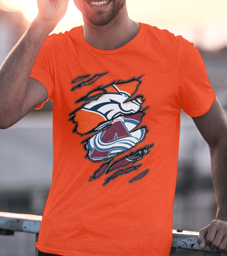 Broncos Avalanche Nfl Nhl Logo Crossover Collaboration T-Shirt