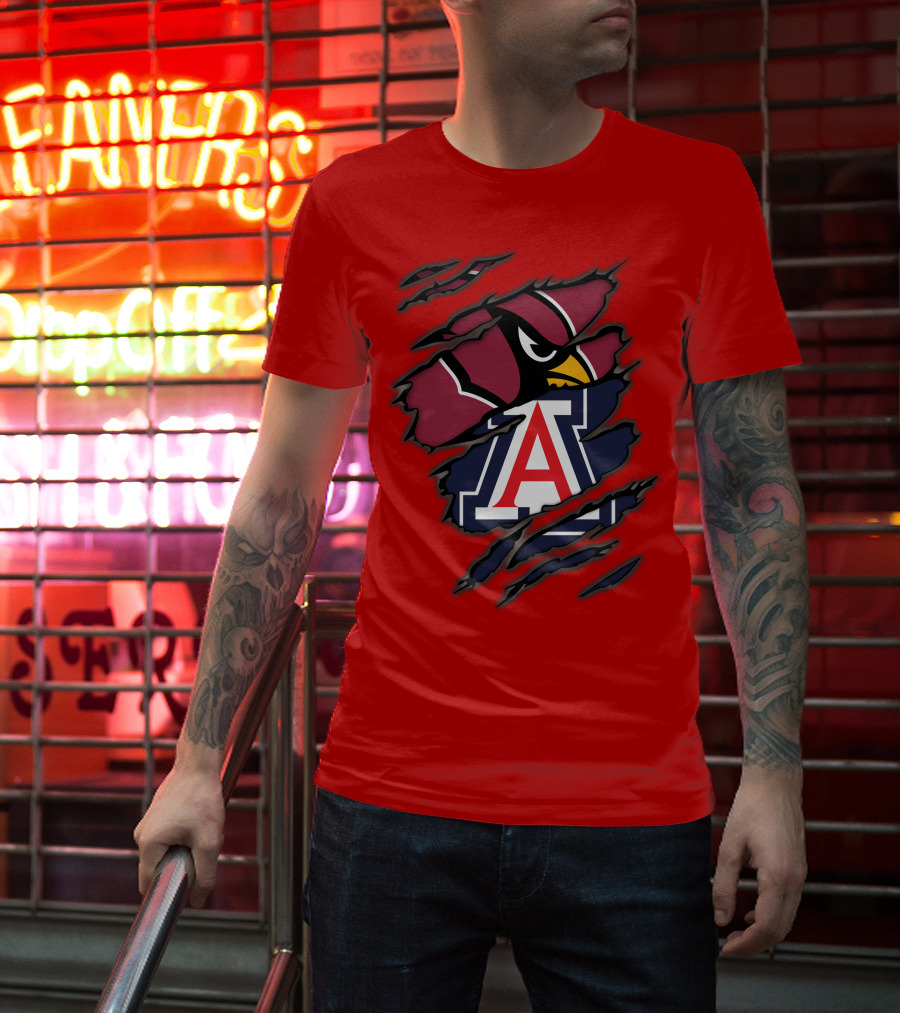 Arizona Cardinals University Wildcats Logo Fusion T-Shirt