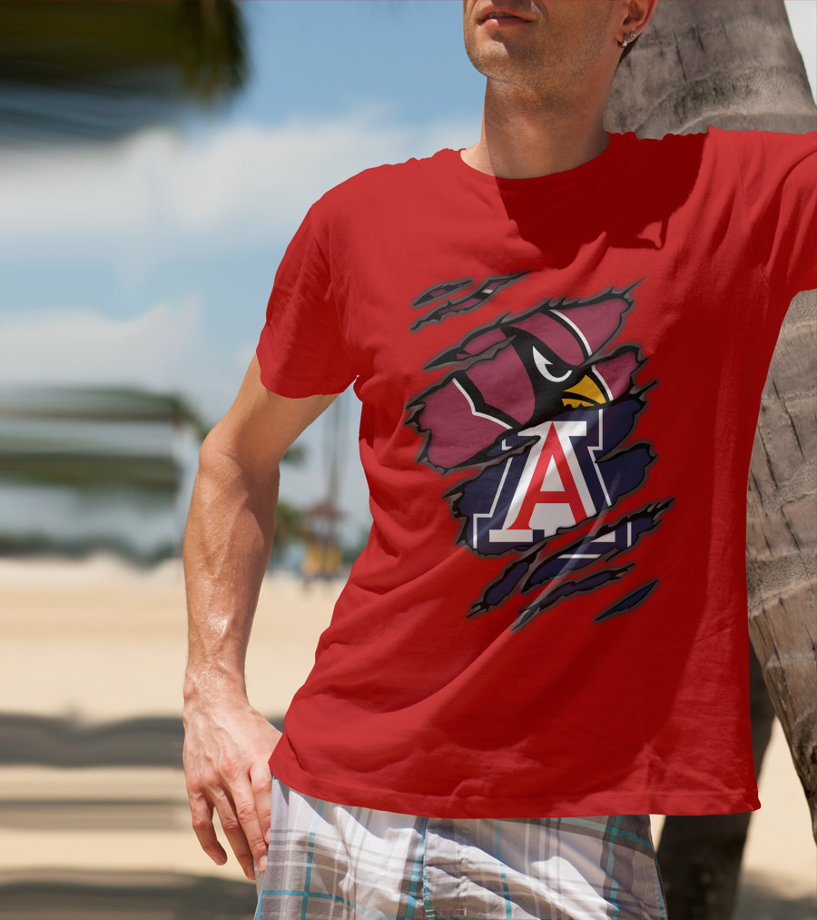Arizona Cardinals University Wildcats Logo Fusion T-Shirt