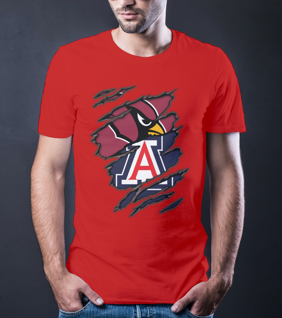 Arizona Cardinals University Wildcats Logo Fusion T-Shirt