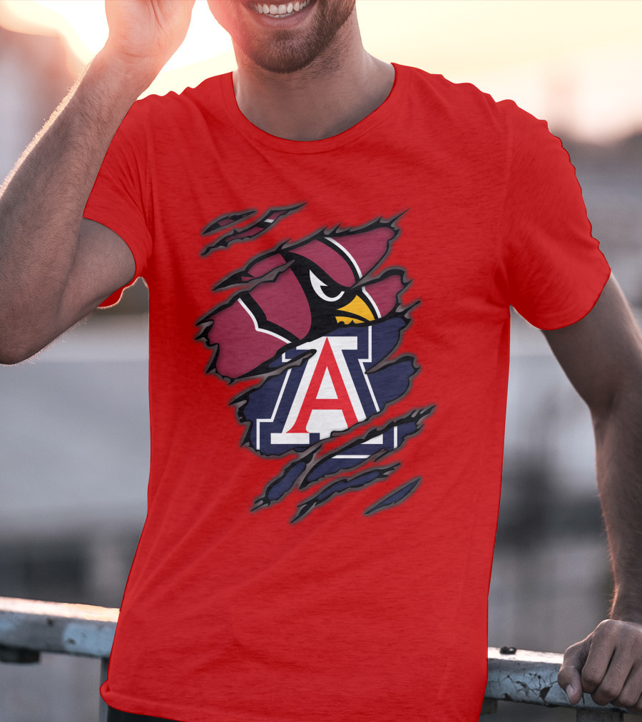 Arizona Cardinals University Wildcats Logo Fusion T-Shirt