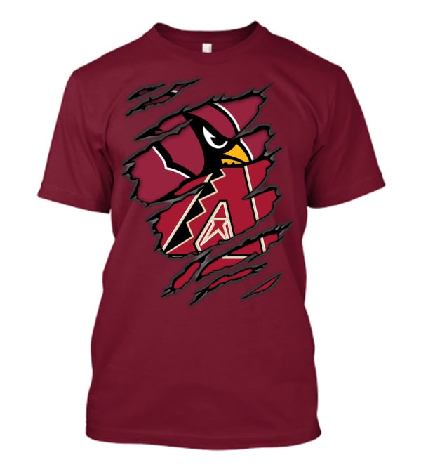 Cardinals And Diamondbacks Union Ripped Claw Marks Logo Fan T-Shirt