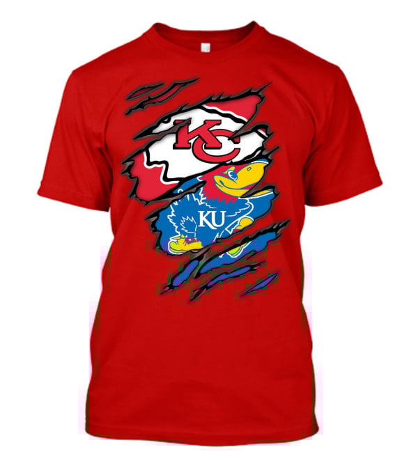 Kansas City Chiefs KC Jayhawks KU Logo Mashup T-Shirt