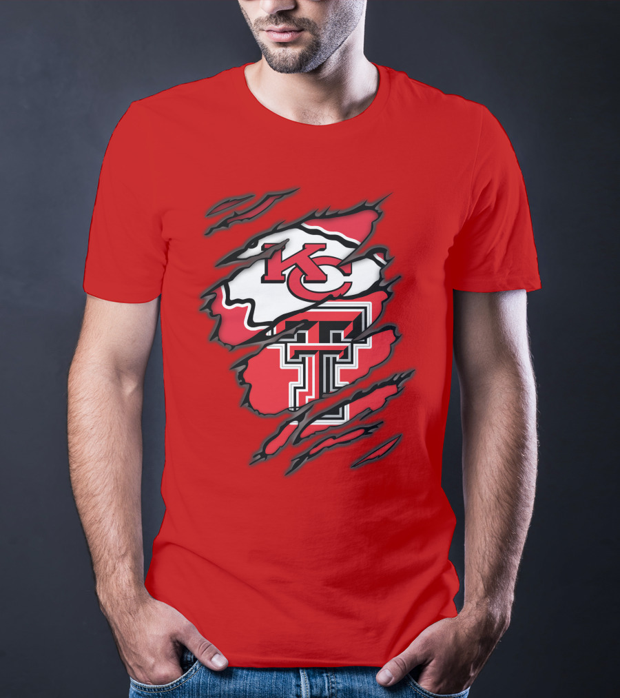 Kansas City Chiefs Texas Tech Red Raiders Logo Fusion T-Shirt