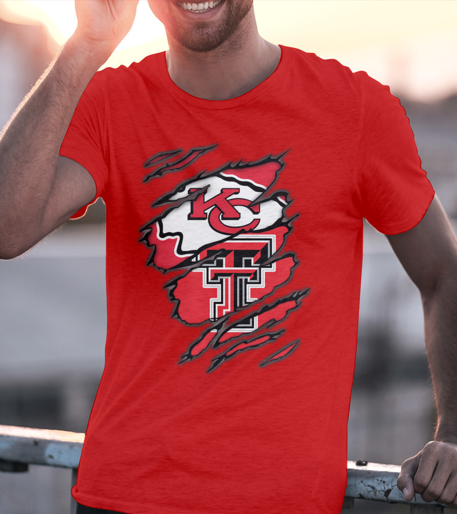 Kansas City Chiefs Texas Tech Red Raiders Logo Fusion T-Shirt