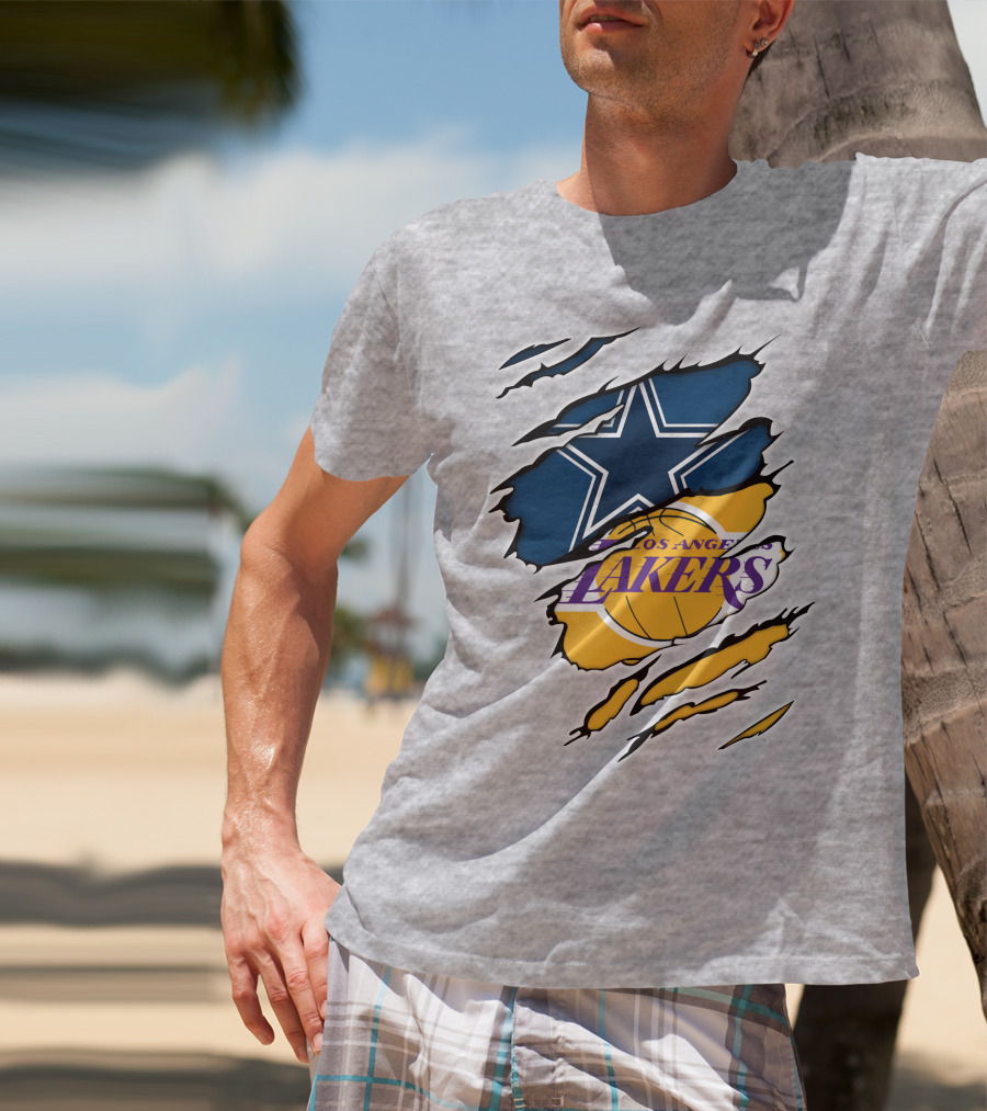 Dallas Cowboys Los Angeles Lakers Logo Mashup T-Shirt
