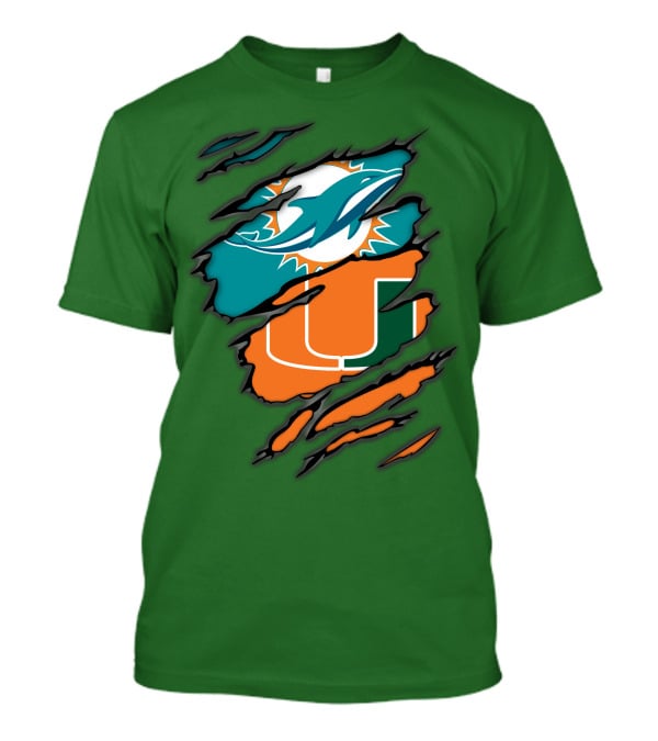Miami Dolphins Miami Hurricanes Logo Blend T-Shirt