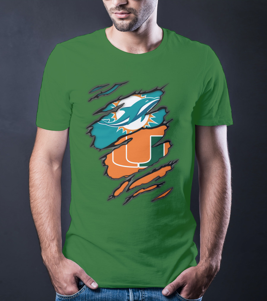 Miami Dolphins Miami Hurricanes Logo Blend T-Shirt