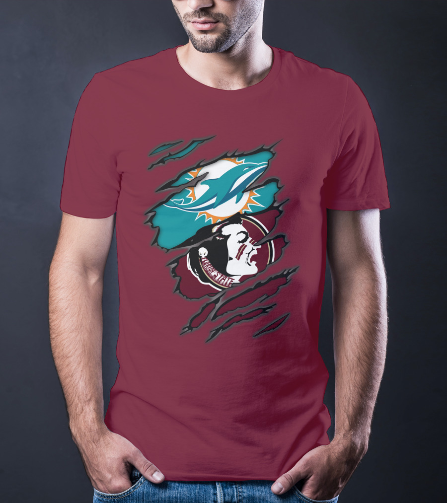Miami Dolphins Florida State Seminoles Logo Mashup T-Shirt