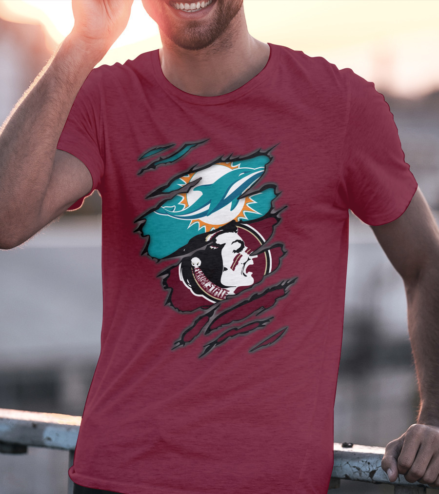 Miami Dolphins Florida State Seminoles Logo Mashup T-Shirt