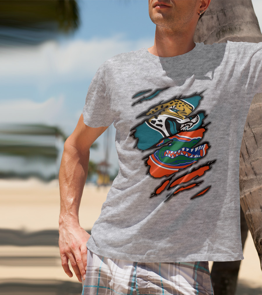 Jacksonville Jaguars Florida Gators Crossover Fan Gear Duo Team Spirit T-Shirt