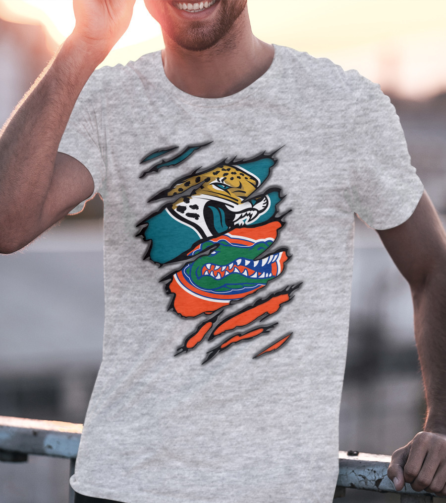 Jacksonville Jaguars Florida Gators Crossover Fan Gear Duo Team Spirit T-Shirt