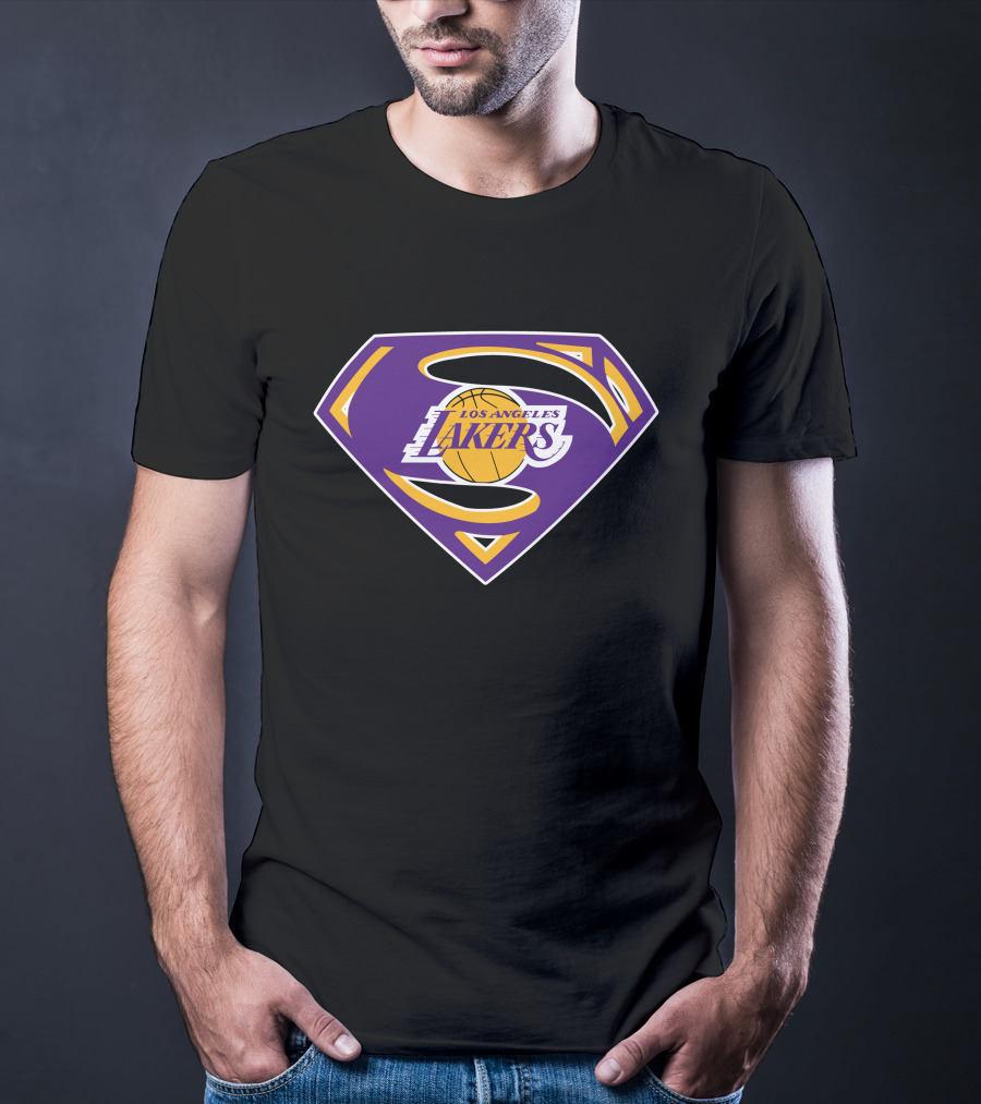 Los Angeles Lakers Purple Superman Shield T-Shirt