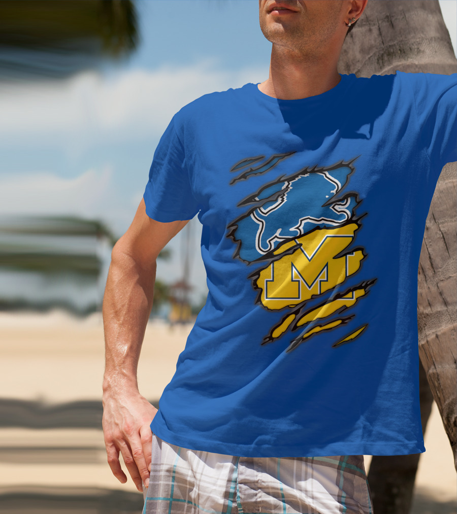 Detroit Lions Michigan Wolverines Crossover T-Shirt
