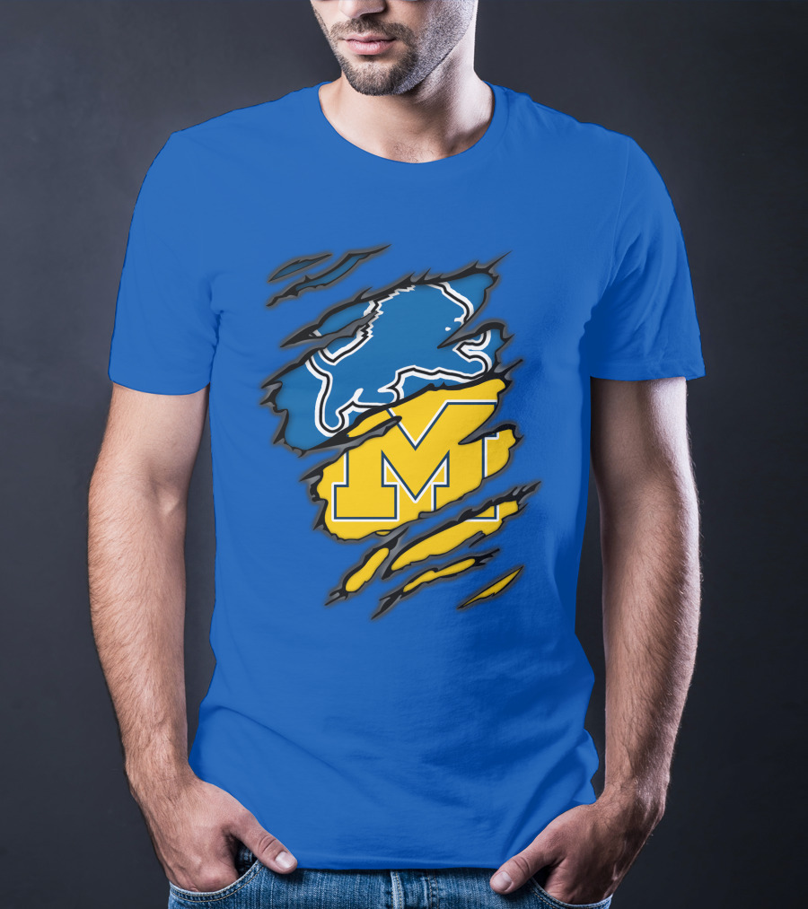 Detroit Lions Michigan Wolverines Crossover T-Shirt