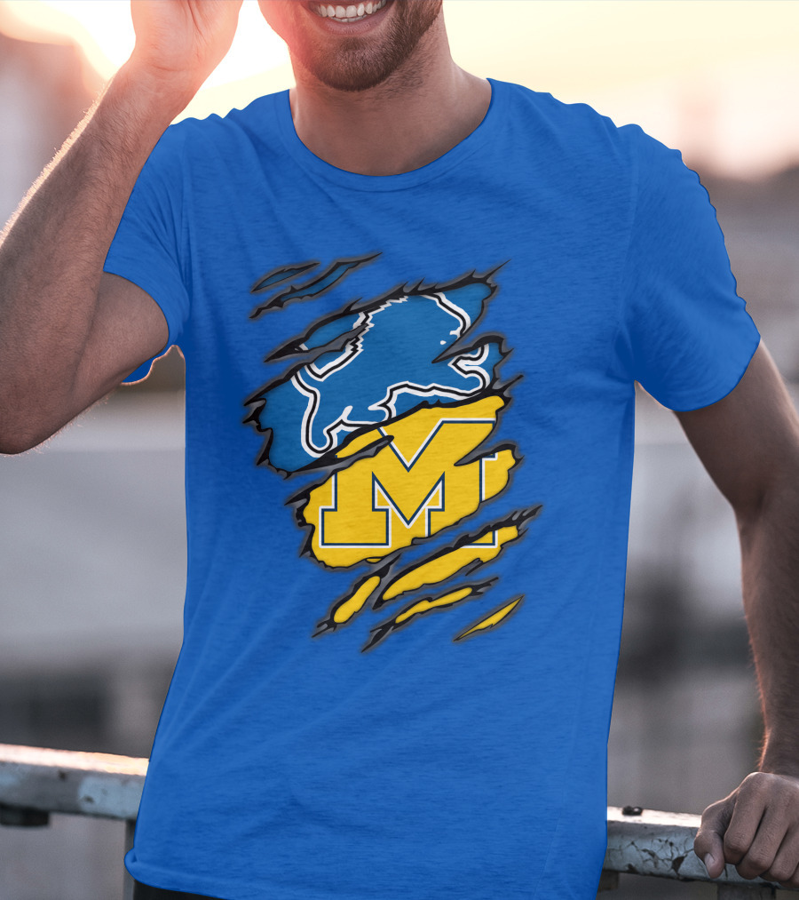 Detroit Lions Michigan Wolverines Crossover T-Shirt