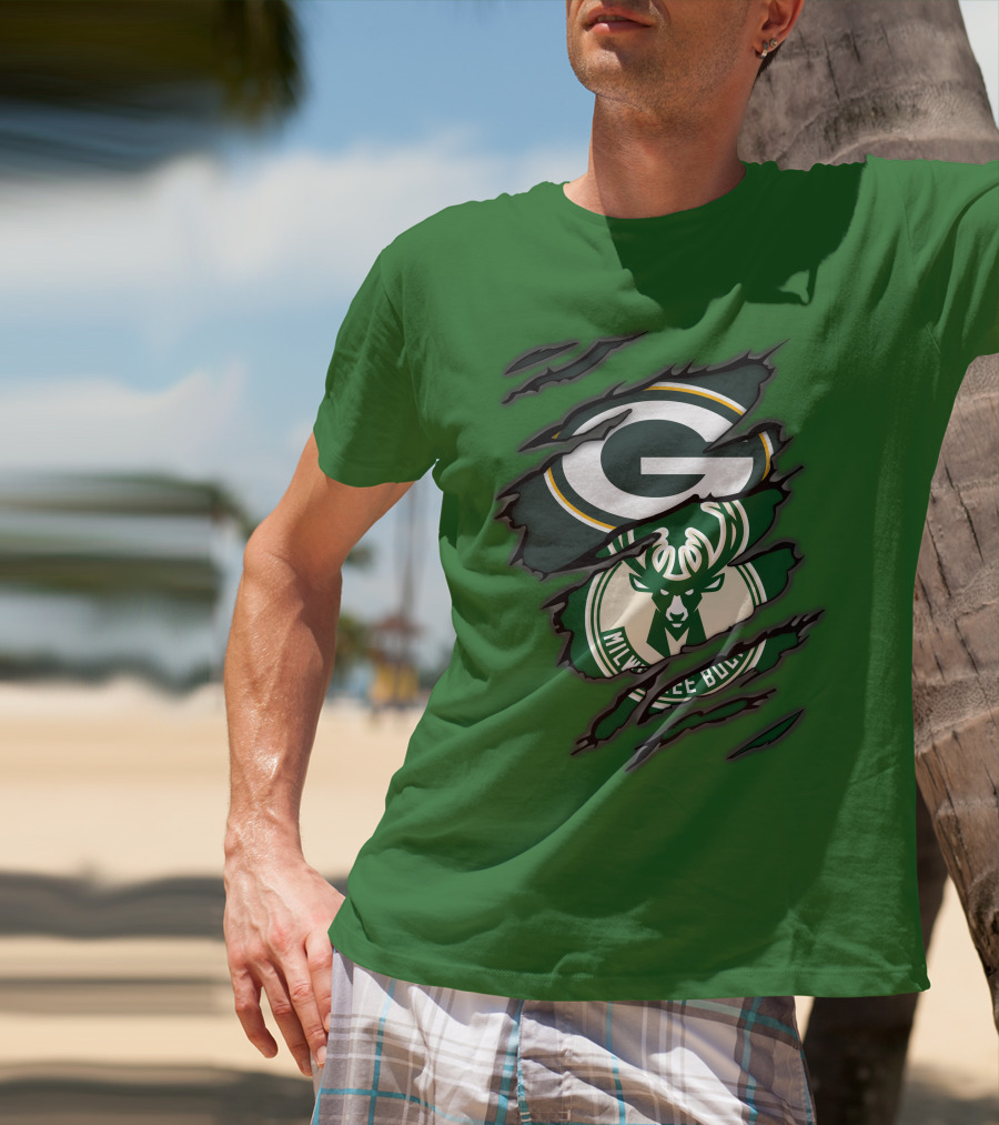 Green Bay Packers Milwaukee Bucks Crossover T-Shirt