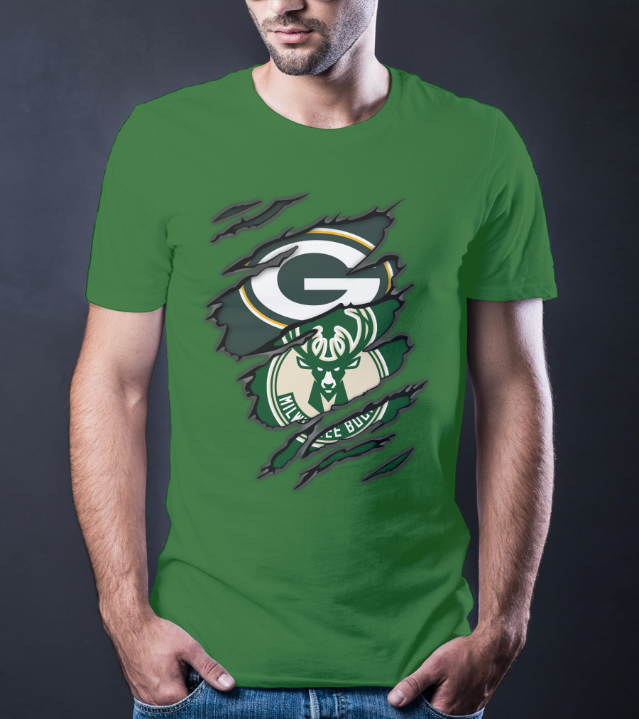 Green Bay Packers Milwaukee Bucks Crossover T-Shirt