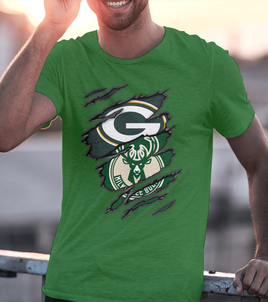 Green Bay Packers Milwaukee Bucks Crossover T-Shirt