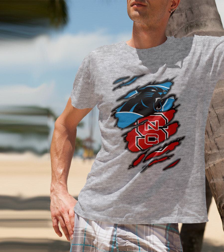 Carolina Panthers Nc State Wolfpack Claw Mark Logo Mashup T-Shirt