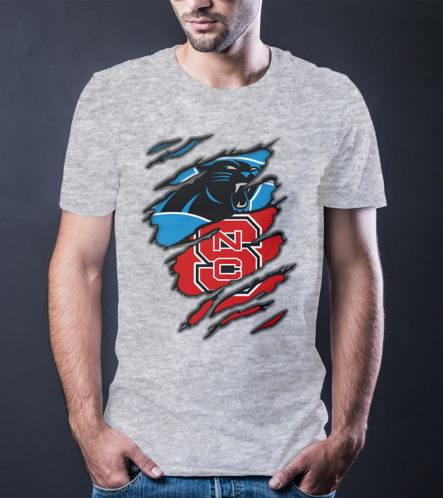 Carolina Panthers Nc State Wolfpack Claw Mark Logo Mashup T-Shirt