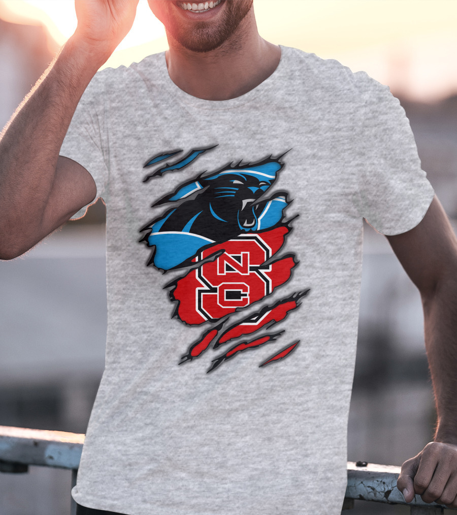 Carolina Panthers Nc State Wolfpack Claw Mark Logo Mashup T-Shirt