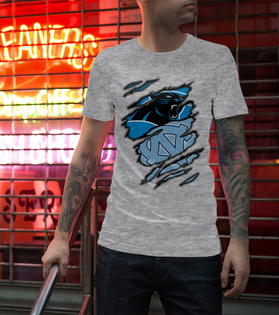 Carolina Panthers And North Carolina Tar Heels Logo Mashup T-Shirt
