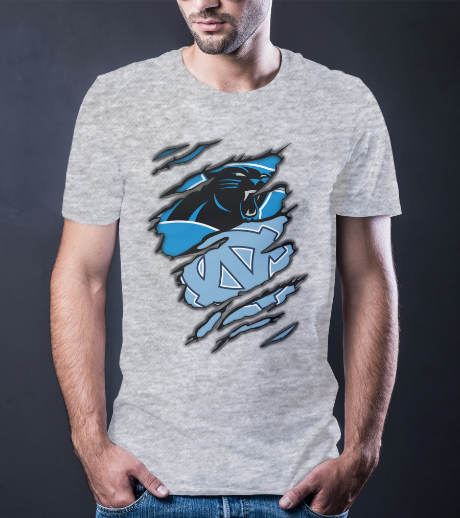 Carolina Panthers And North Carolina Tar Heels Logo Mashup T-Shirt
