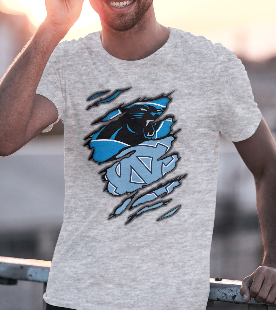 Carolina Panthers And North Carolina Tar Heels Logo Mashup T-Shirt