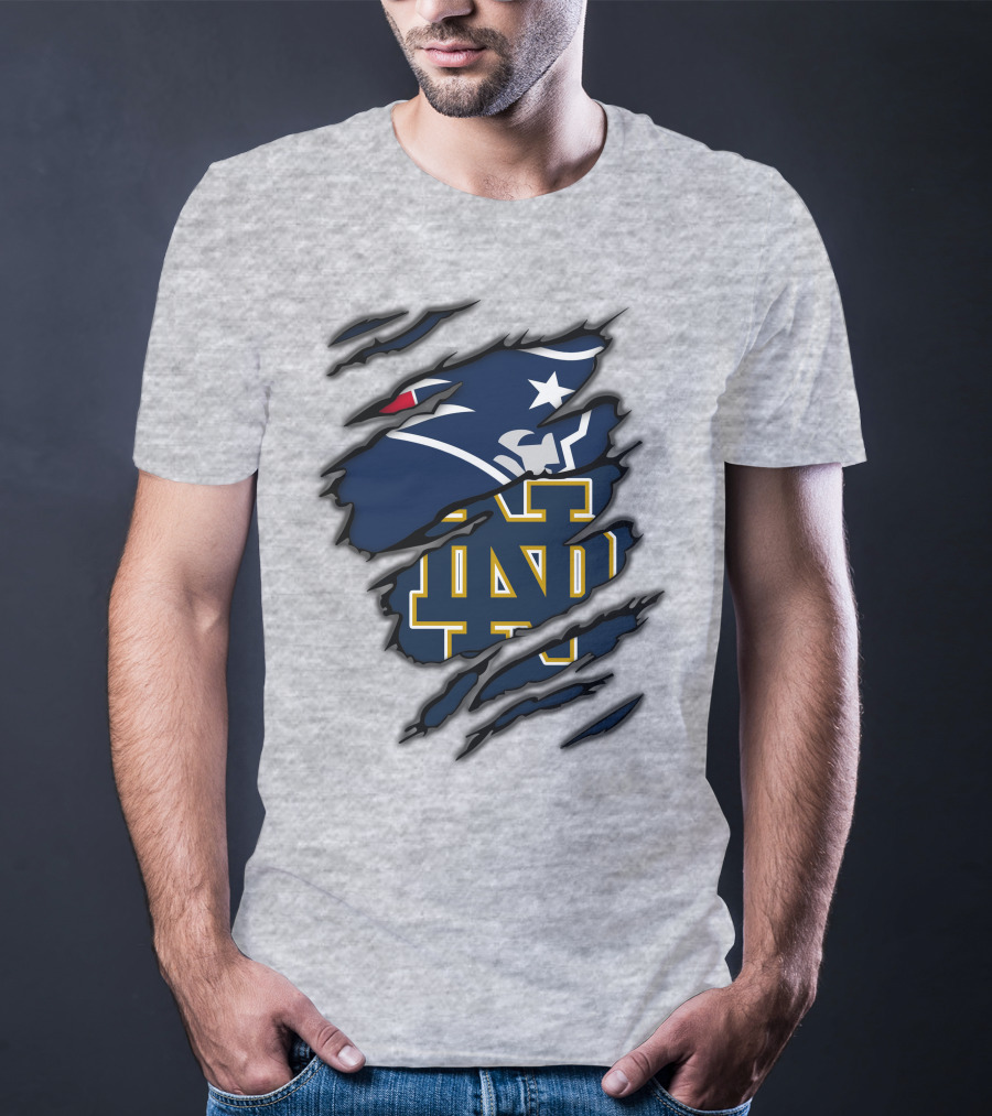 New England Patriots Notre Dame Fighting Irish Logo Mashup T-Shirt