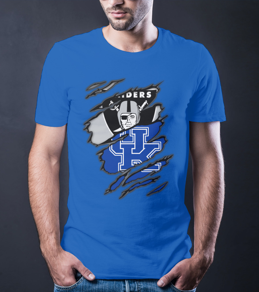 Raiders Kentucky Interlocking Design With Raider And UK Symbols T-Shirt