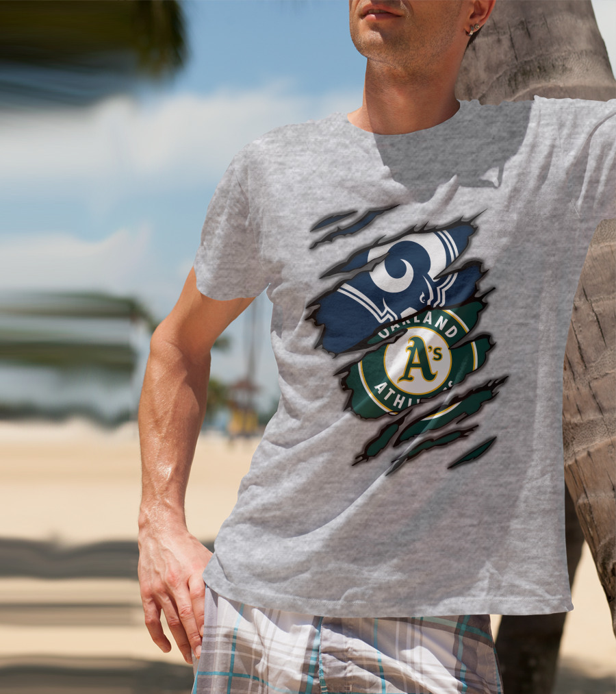 Rams Oakland Athletics Dual Fan Torn Layers T-Shirt