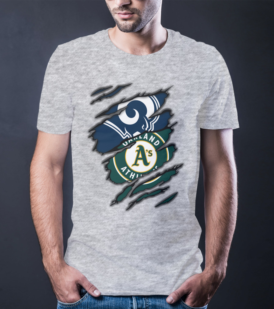 Rams Oakland Athletics Dual Fan Torn Layers T-Shirt