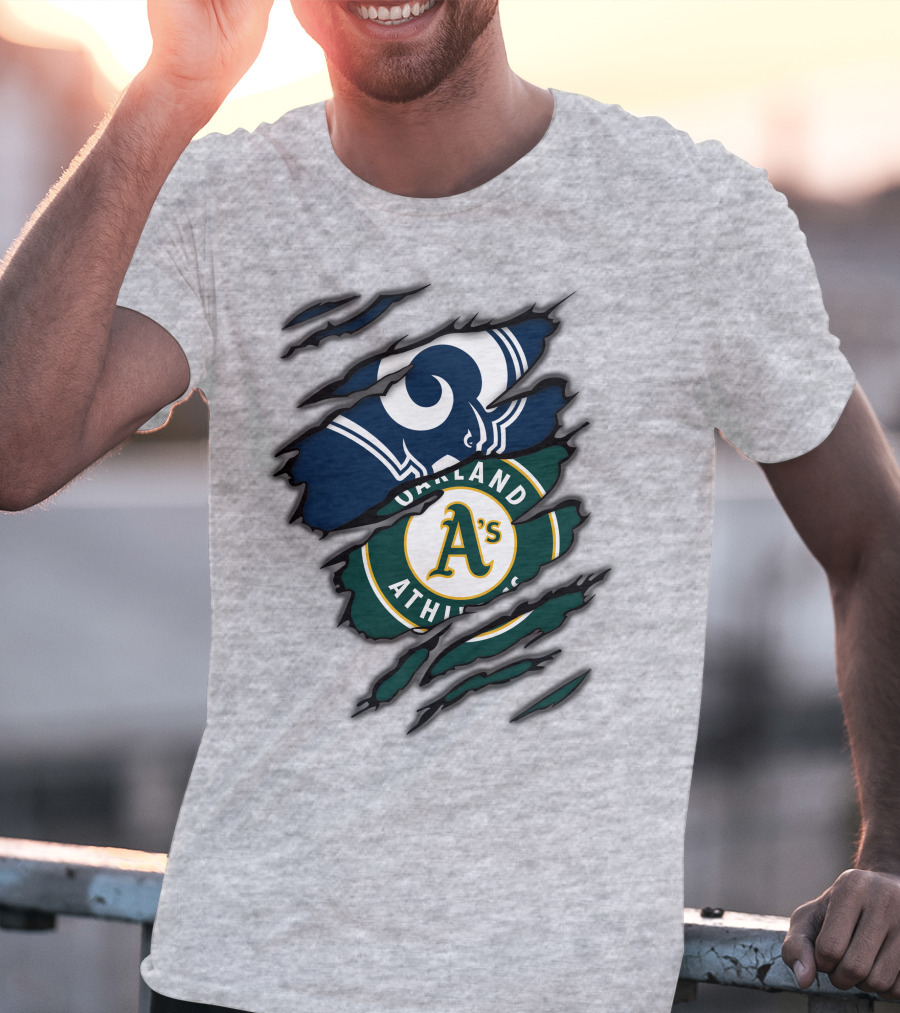 Rams Oakland Athletics Dual Fan Torn Layers T-Shirt