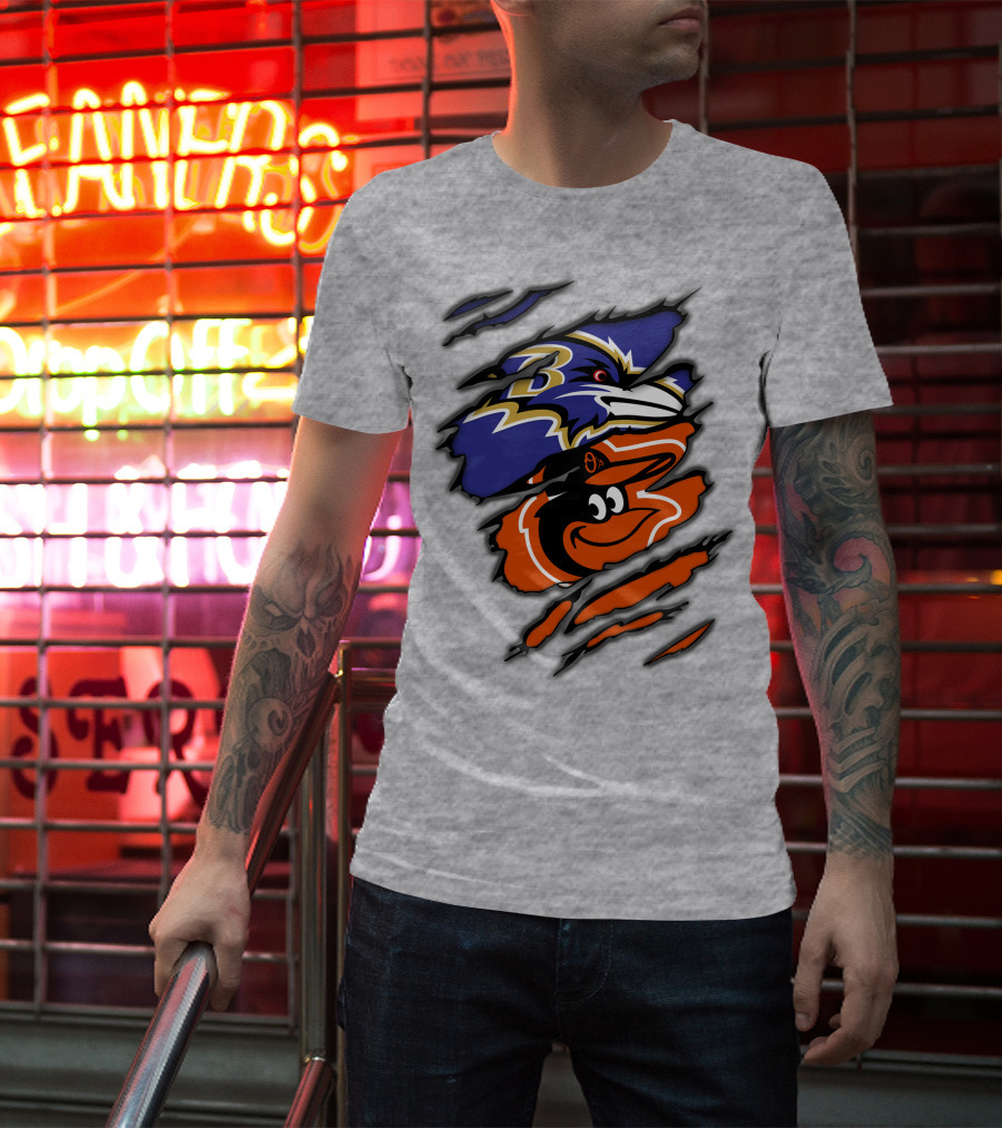 Baltimore Ravens Orioles Logo Mashup T-Shirt